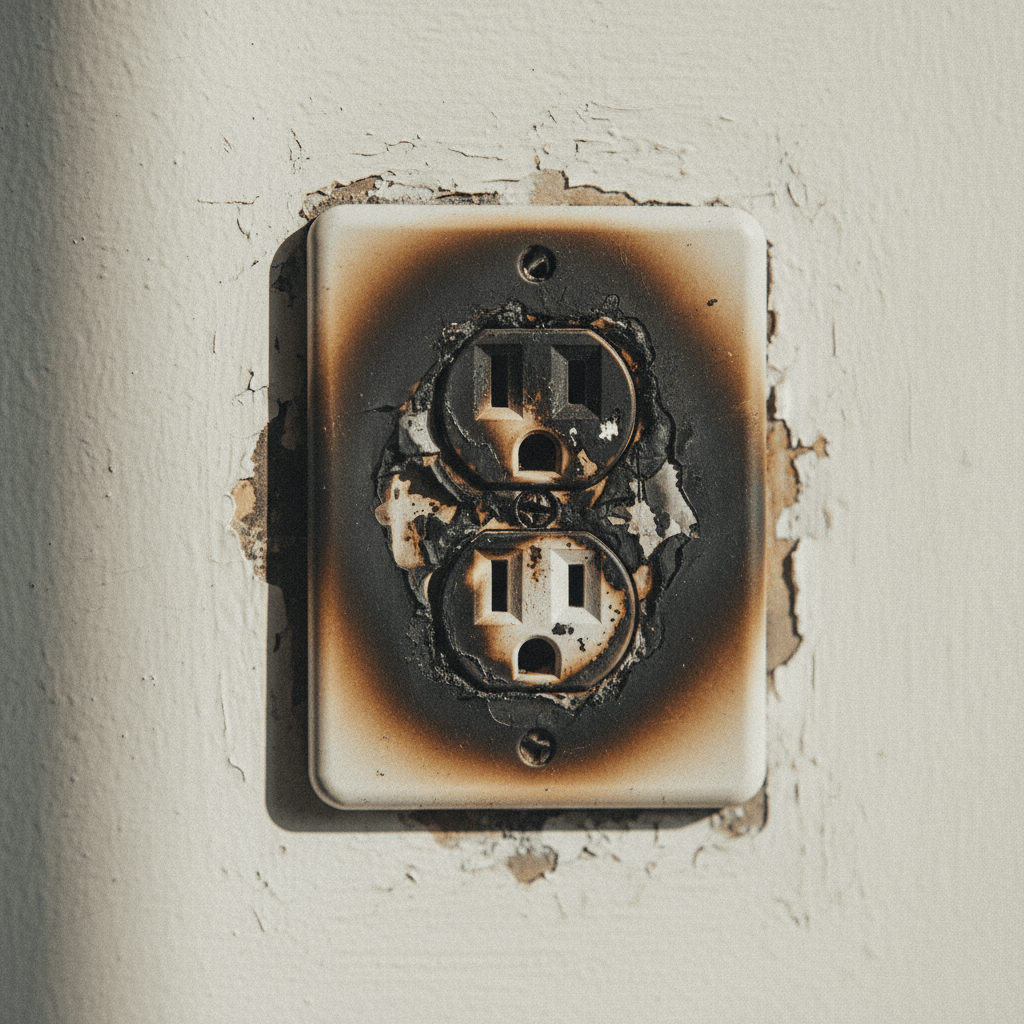 Defekte Steckdose an der Wand